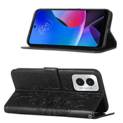 For Motorola Moto G Play 4G 2024 Embossed Butterfly Leather Phone Case(Black)