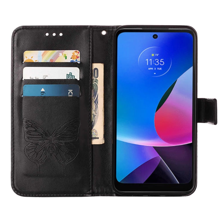 For Motorola Moto G Play 4G 2024 Embossed Butterfly Leather Phone Case(Black)