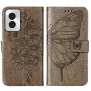For Motorola Moto G Power 5G 2024 Embossed Butterfly Leather Phone Case(Grey)
