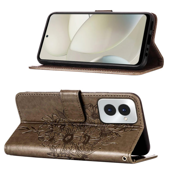 For Motorola Moto G Power 5G 2024 Embossed Butterfly Leather Phone Case(Grey)