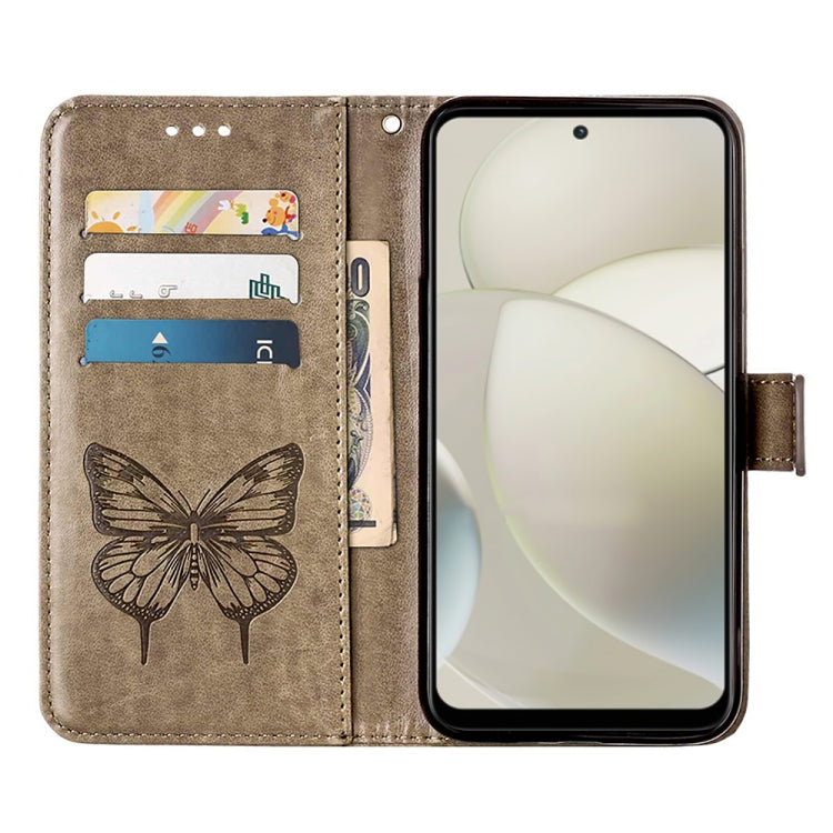 For Motorola Moto G Power 5G 2024 Embossed Butterfly Leather Phone Case(Grey)