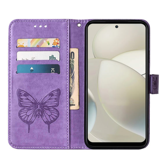 For Motorola Moto G Power 5G 2024 Embossed Butterfly Leather Phone Case(Purple)
