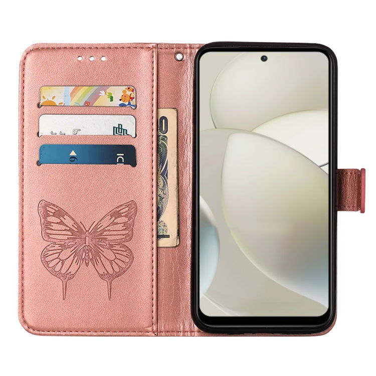 For Motorola Moto G Power 5G 2024 Embossed Butterfly Leather Phone Case(Rose Gold)