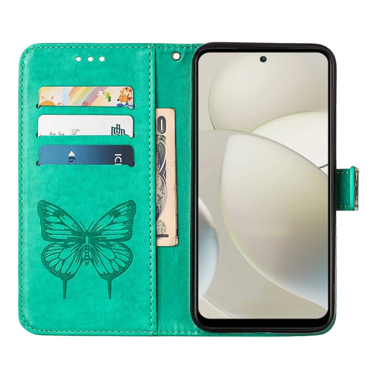 For Motorola Moto G Power 5G 2024 Embossed Butterfly Leather Phone Case(Green)