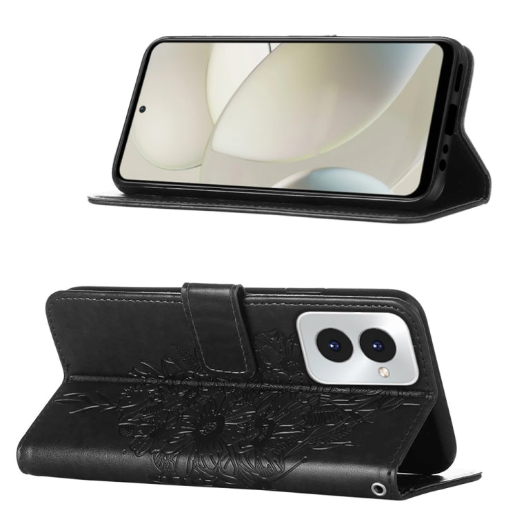 For Motorola Moto G Power 5G 2024 Embossed Butterfly Leather Phone Case(Black)