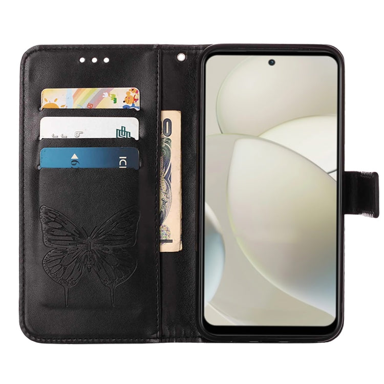 For Motorola Moto G Power 5G 2024 Embossed Butterfly Leather Phone Case(Black)