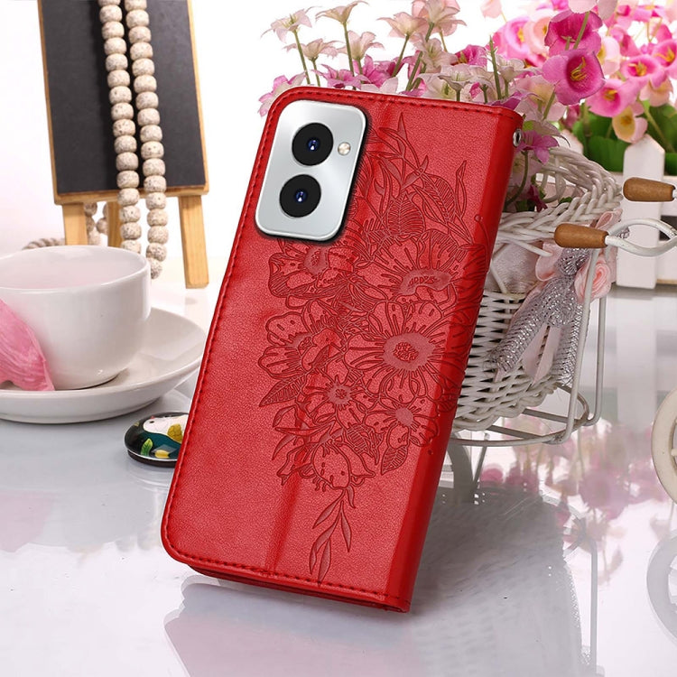 For Motorola Moto G Power 5G 2024 Embossed Butterfly Leather Phone Case(Red)