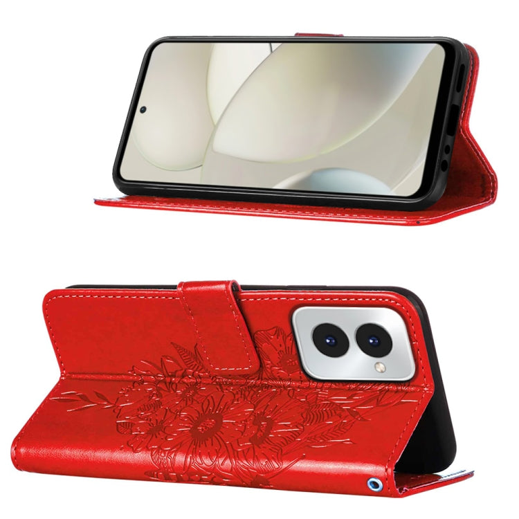 For Motorola Moto G Power 5G 2024 Embossed Butterfly Leather Phone Case(Red)