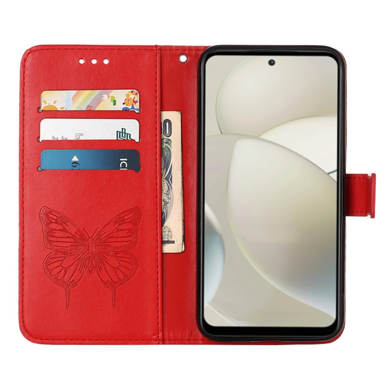 For Motorola Moto G Power 5G 2024 Embossed Butterfly Leather Phone Case(Red)