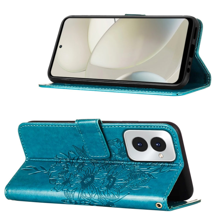 For Motorola Moto G Power 5G 2024 Embossed Butterfly Leather Phone Case(Blue)
