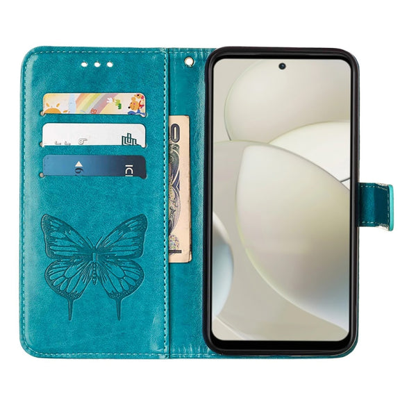 For Motorola Moto G Power 5G 2024 Embossed Butterfly Leather Phone Case(Blue)