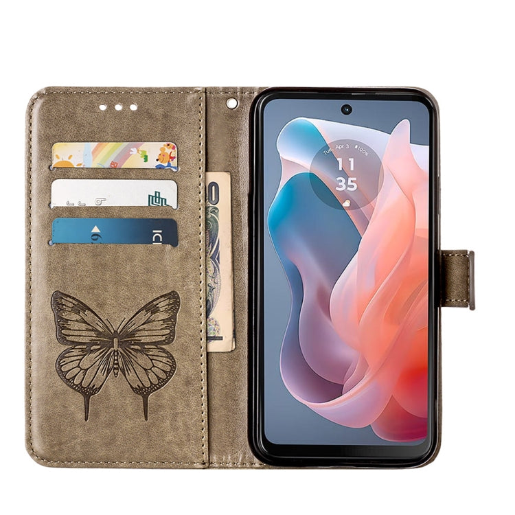 For Motorola Moto G Play 5G 2024 Embossed Butterfly Leather Phone Case(Grey)