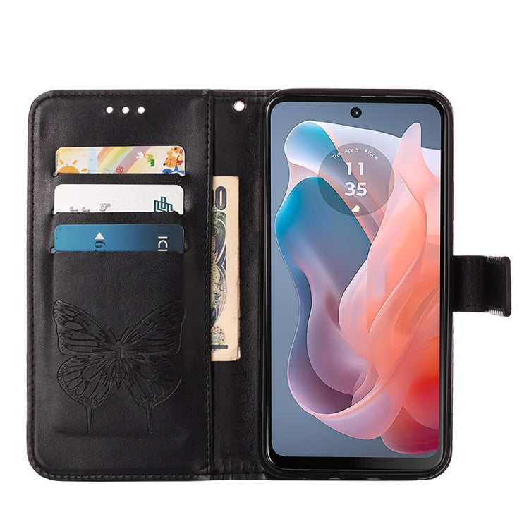 For Motorola Moto G Play 5G 2024 Embossed Butterfly Leather Phone Case(Black)