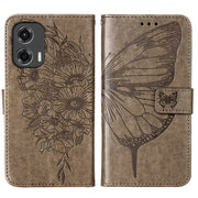 For Motorola Moto G Stylus 5G 2024 Embossed Butterfly Leather Phone Case(Grey)