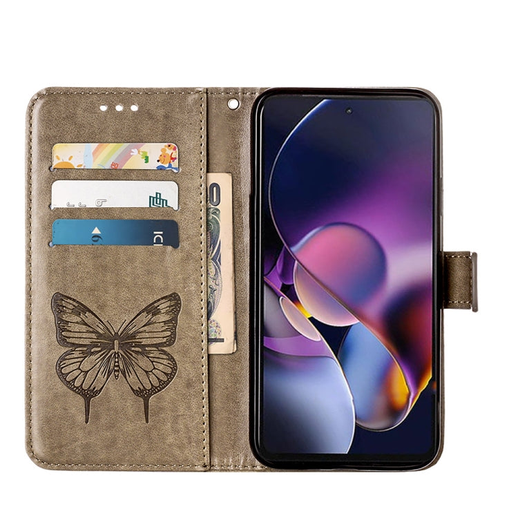For Motorola Moto G Stylus 5G 2024 Embossed Butterfly Leather Phone Case(Grey)
