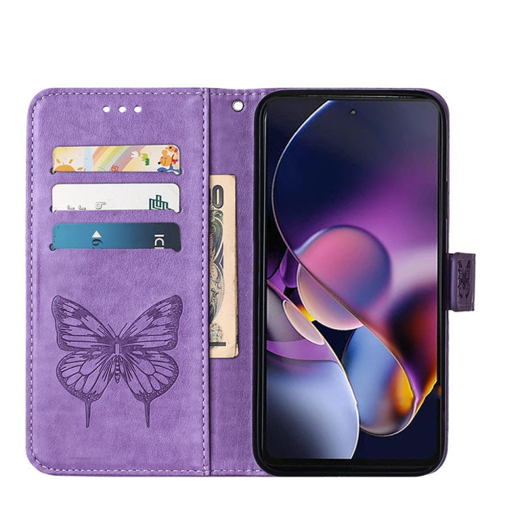 For Motorola Moto G Stylus 5G 2024 Embossed Butterfly Leather Phone Case(Purple)