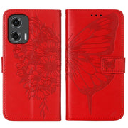 For Motorola Moto G Stylus 5G 2024 Embossed Butterfly Leather Phone Case(Red)