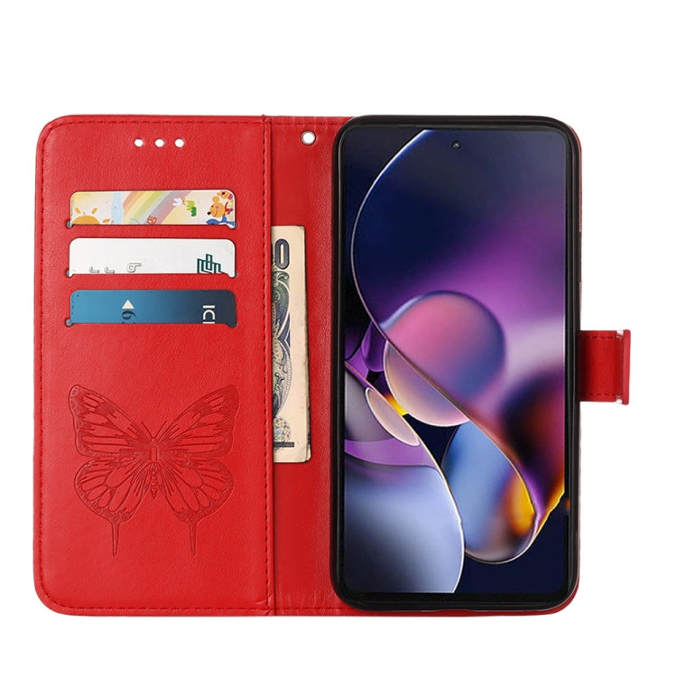 For Motorola Moto G Stylus 5G 2024 Embossed Butterfly Leather Phone Case(Red)