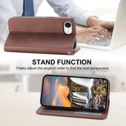 For iPhone 16e Cubic Grid Calf Texture Magnetic Leather Phone Case(Brown)