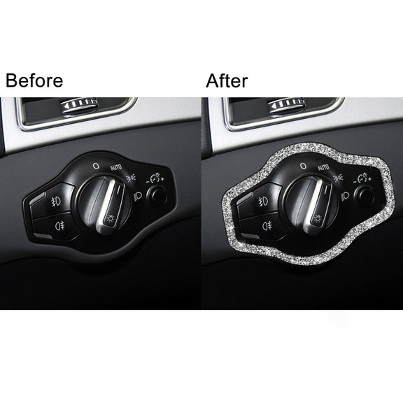 For Audi A4 / A5 / Q5 Car Headlight Switch Frame Diamond Decoration Sticker, Left and Right Drive