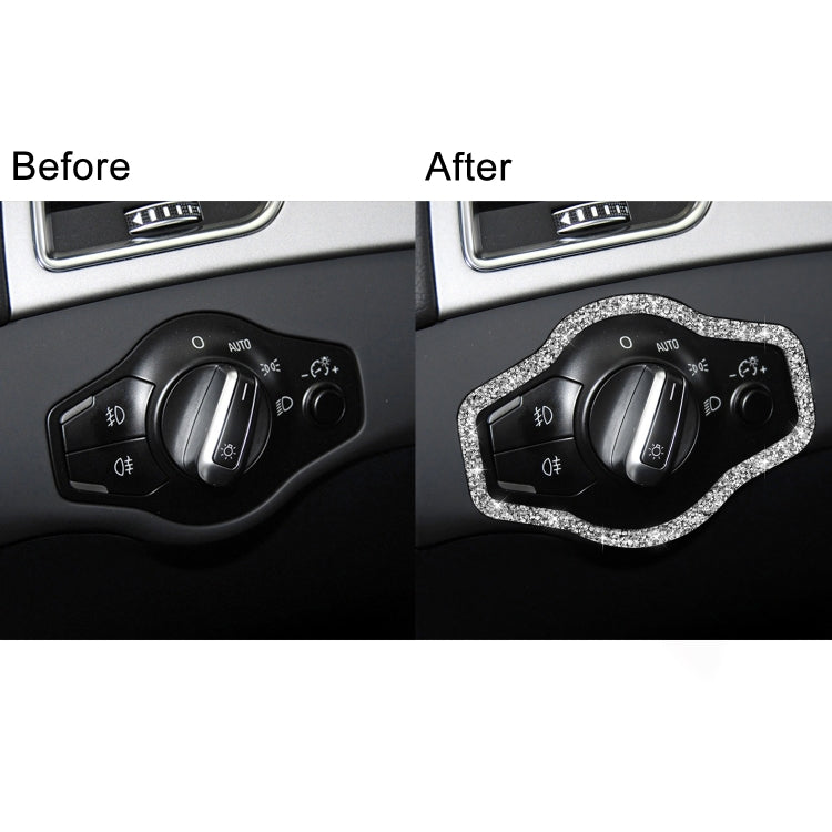 For Audi A4 / A5 / Q5 Car Headlight Switch Frame Diamond Decoration Sticker, Left and Right Drive