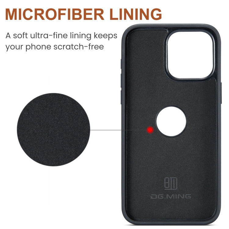 For iPhone 15 Pro Max DG.MING M5 Series Zip RFID Multi Card Detachable Leather Phone Case(Green)