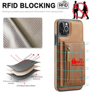 For iPhone 11 Pro Max DG.MING M5 Series Zip RFID Multi Card Detachable Leather Phone Case(Brown)