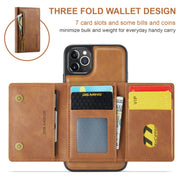 For iPhone 11 Pro Max DG.MING M5 Series Zip RFID Multi Card Detachable Leather Phone Case(Brown)