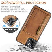 For iPhone 11 Pro Max DG.MING M5 Series Zip RFID Multi Card Detachable Leather Phone Case(Brown)