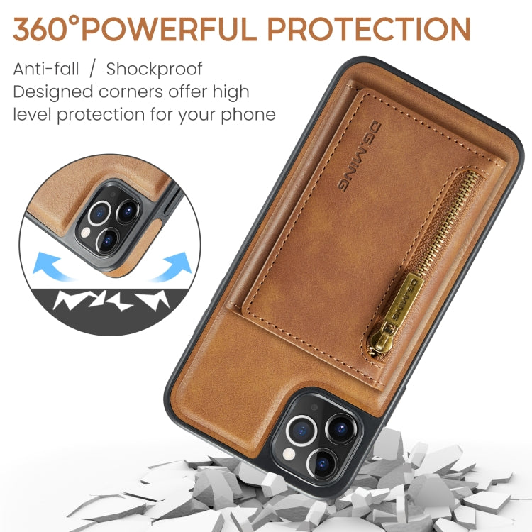 For iPhone 11 Pro Max DG.MING M5 Series Zip RFID Multi Card Detachable Leather Phone Case(Brown)
