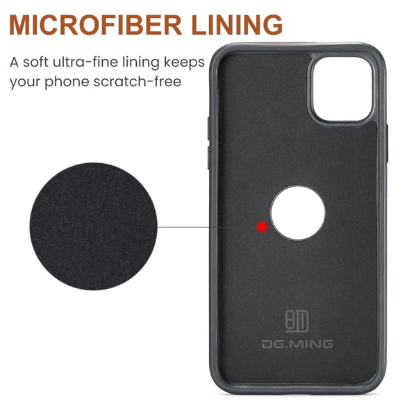 For iPhone 11 Pro Max DG.MING M5 Series Zip RFID Multi Card Detachable Leather Phone Case(Brown)