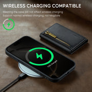 For iPhone 16 Pro Max DG.MING M5 Series Zip RFID Multi Card Detachable Leather Phone Case(Black)