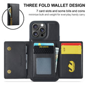 For iPhone 16 Pro Max DG.MING M5 Series Zip RFID Multi Card Detachable Leather Phone Case(Black)