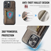 For iPhone 16 Pro Max DG.MING M5 Series Zip RFID Multi Card Detachable Leather Phone Case(Coffee)