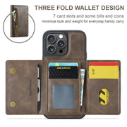 For iPhone 16 Pro Max DG.MING M5 Series Zip RFID Multi Card Detachable Leather Phone Case(Coffee)