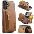 For iPhone 16 Plus DG.MING M5 Series Zip RFID Multi Card Detachable Leather Phone Case(Brown) - free shipping - PMC Jewellery - Order now!