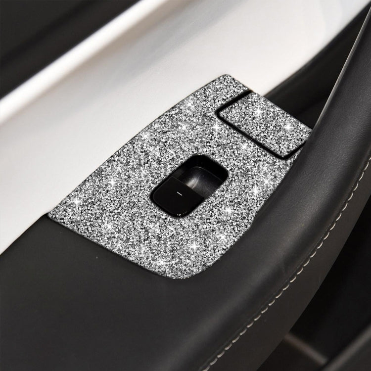 For Tesla Model 3 Car Window Raising Button Diamond Sticker, Left Drive