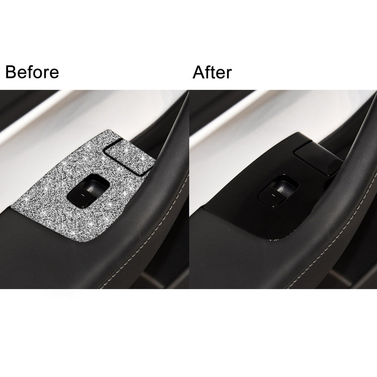 For Tesla Model 3 Car Window Raising Button Diamond Sticker, Left Drive