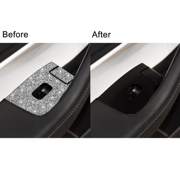For Tesla Model 3 Car Window Raising Button Diamond Sticker, Left Drive