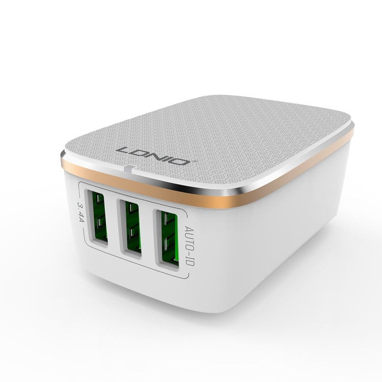 LDNIO A3304 17W 3 USB Interfaces Travel Charger Mobile Phone Charger, EU Plug