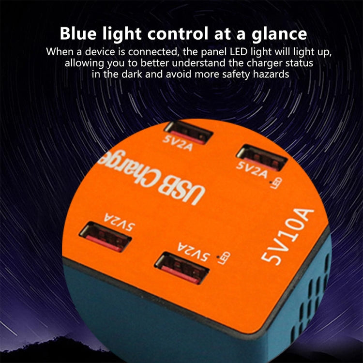 A5B 50W 10 Ports USB Smart Charging Station with Indicator Light(AU Plug)