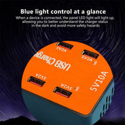 A5B 50W 10 Ports USB Smart Charging Station with Indicator Light(AU Plug)