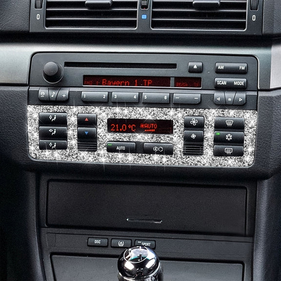 For BMW Series 3 E46 1998-2005 Car Center Control Panel Lower Diamond Decoration Sticker, Left and Right Drive