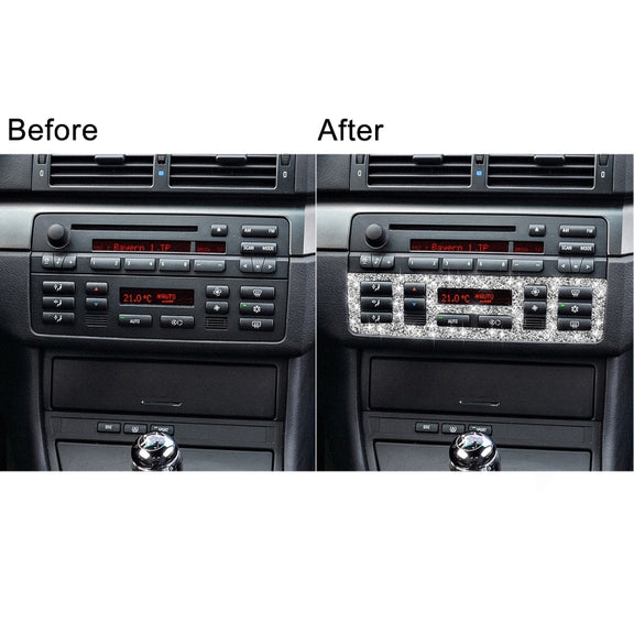 For BMW Series 3 E46 1998-2005 Car Center Control Panel Lower Diamond Decoration Sticker, Left and Right Drive