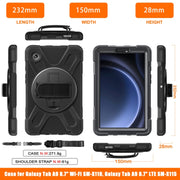 For Samsung Galaxy Tab A9 Rotary Handle Grab TPU + PC Tablet Case(Black)