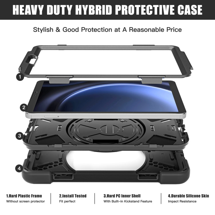 For Samsung Galaxy Tab A9 Rotary Handle Grab TPU + PC Tablet Case(Black)