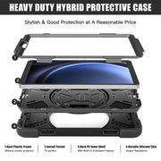 For Samsung Galaxy Tab A9 Rotary Handle Grab TPU + PC Tablet Case(Black)