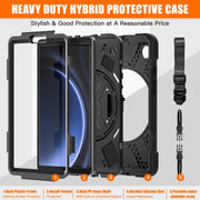 For Samsung Galaxy Tab A9 Rotary Handle Grab TPU + PC Tablet Case(Black)