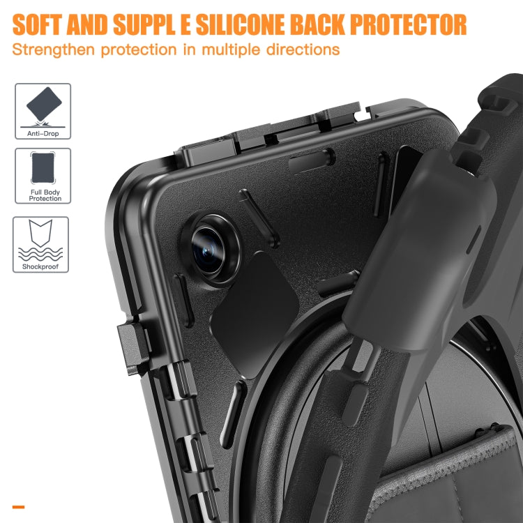 For Samsung Galaxy Tab A9 Rotary Handle Grab TPU + PC Tablet Case(Black)
