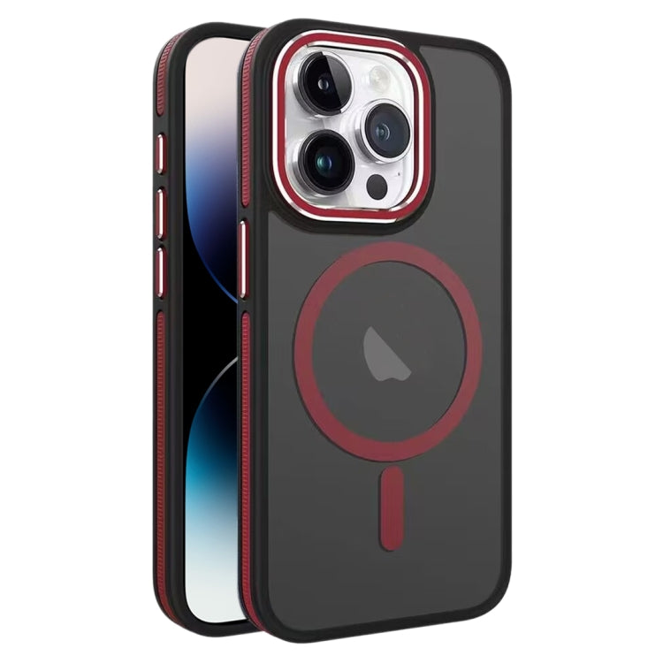 For iPhone 14 Pro Two-color Frosted MagSafe Magnetic Phone Case(Red)